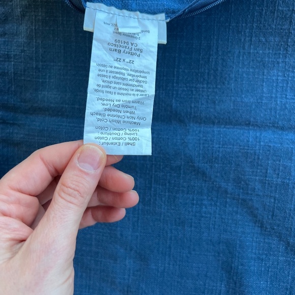 pottery barn 22 X 22 pillow navy with white threading detail - Picture 5 of 8